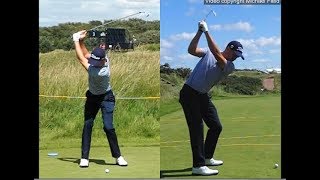 Justin Thomas golf swing  Long Iron faceon amp downtheline July 2017 [upl. by Auj446]