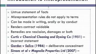 Misrepresentation Lecture 1 of 4 [upl. by Kurtz]